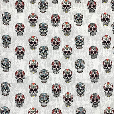 Coton à motif - Grey Skulls